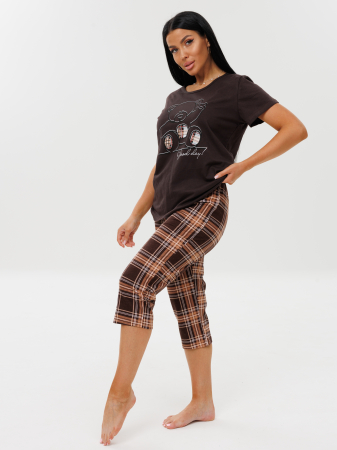 Женская пижама П-33(К) / Коричневый (коричневая клетка)