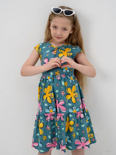 Детское платье "Славянка" / Зеленый