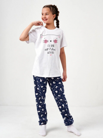 Детская пижама с брюками "Кисонька" короткий рукав