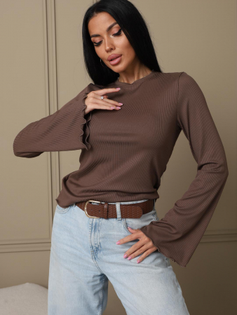 Женский лонгслив мод.2028/3 / Коричневый