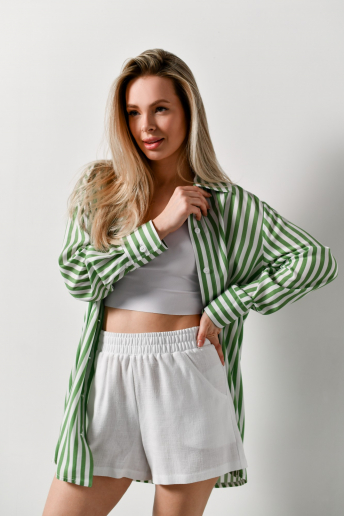 Женская блузка (рубашка) Тропический рай-2 / Зеленая