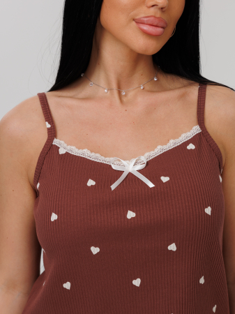 Женская пижама П-96(Каш)/ Шоколадный (сердечки)