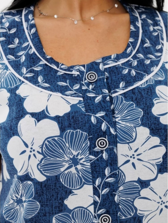 Женский халат Х-48(К) / Индиго (цветы)