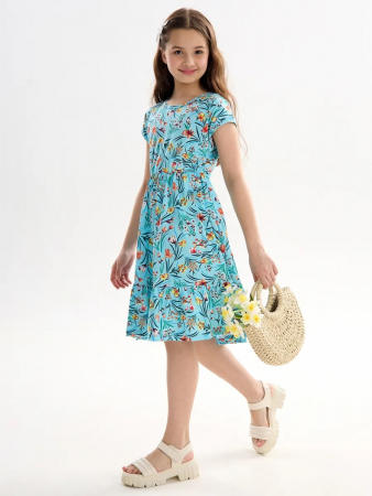 Детское платье "Ласточка" / Ирисы на голубом