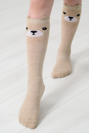 Детские гольфы Мишка и лиса (набор 2 пары) / бежевый, персик