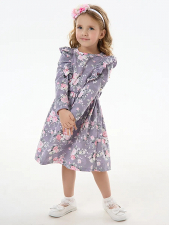 Детское платье "Красотка" / Розы на фиолетовом