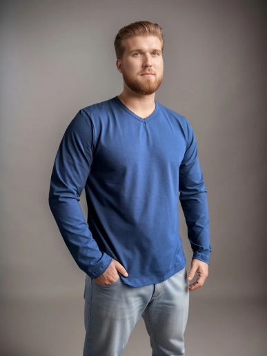 Лонгслив мужской "Вольт" арт.мк1283с / Тёмно-Синий