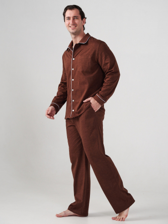 Мужская пижама "Лен" (классическая) 2417-К / Коричневый
