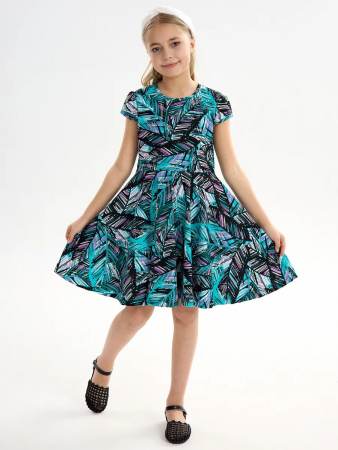 Детское платье "Птичка" / Тропики фиолетовые