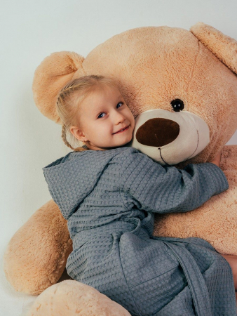 Детский вафельный халат "Комфорт" / серый