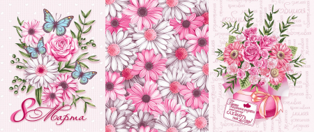 Набор полотенец вафельное полотно 3 шт. / 8 Марта