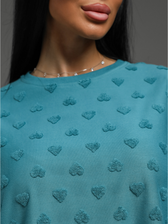 Женская футболка Ирбис / Махра, петроль сердечки