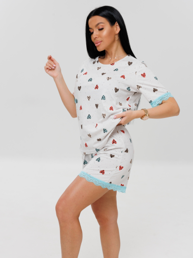 Женская пижама П-69(К) / Белый (сердечки)