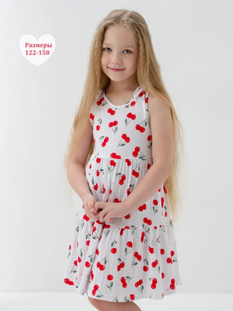 Детский сарафан "Романс" / Белый, вишня
