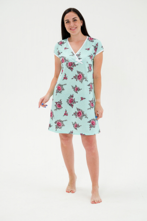 Женская ночная сорочка Социал / розы на фисташковом