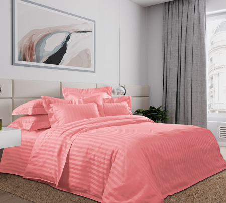 Ткань страйп-сатин / Коралловый