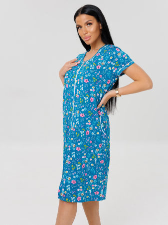 Женский халат Х-95(К) / Голубой (цветы)