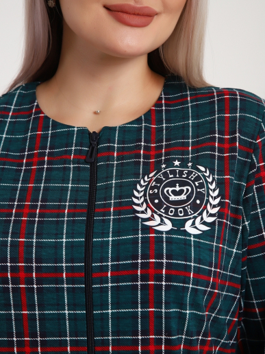 Женский халат Клетка 525 / Зеленый