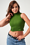 Женский топ 52714  укороченный с горлом / болотный