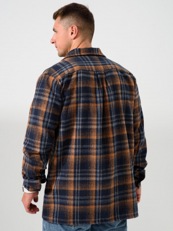 Мужская сорочка верхняя "Скандинавия" 2381-Ф / Сине-оранжевый