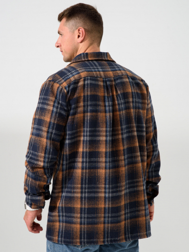 Мужская сорочка верхняя "Скандинавия" 2381-Ф / Сине-оранжевый