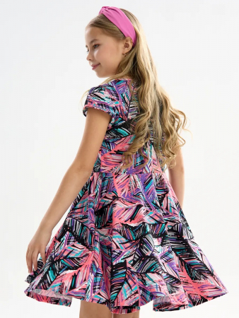 Детское платье "Птичка" / Тропики розовые