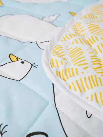 Покрывало стеганое детское поплин / Гусь-обнимусь (мята)