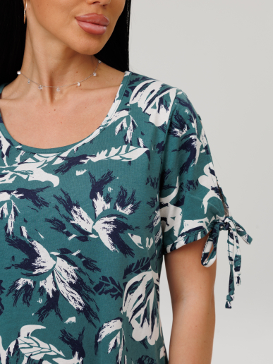 Женское платье Пл-109(К) / Бирюза (цветы)