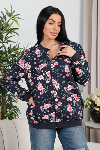 Женская толстовка Бомбер 750 / синий/шиповник