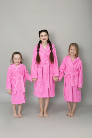 Детский махровый халат с капюшоном / розовый