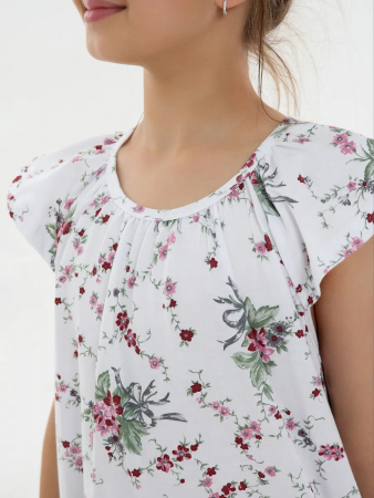 Детская сорочка "Луна" / Цветочки на белом