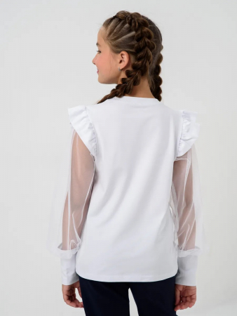 Детская блузка "Яра" длинный рукав / Белый