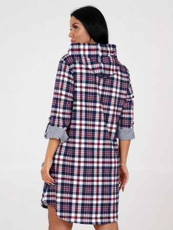 Женская туника с капюшоном ТК-342 / Сине-красная рябь