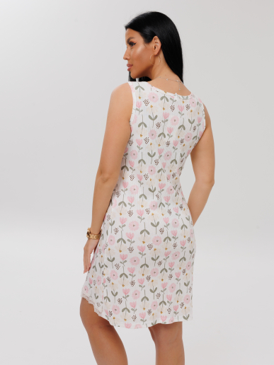 Женская сорочка Сор-110(Каш) / Белый (цветы)