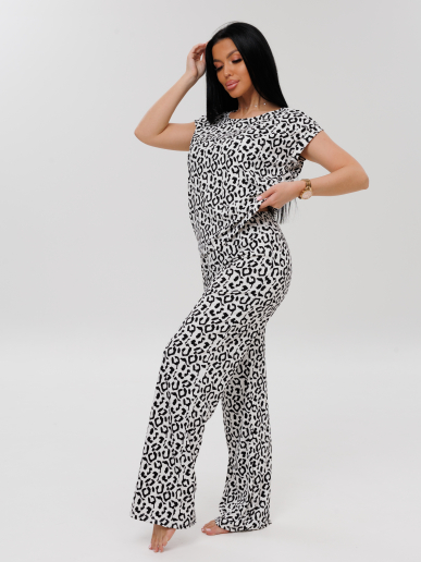 Женская пижама П-113(Л) / Белый (леопард)