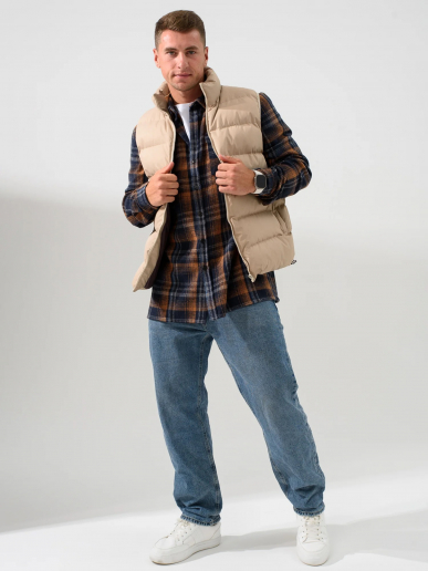 Мужская сорочка верхняя "Скандинавия" 2381-Ф / Сине-оранжевый