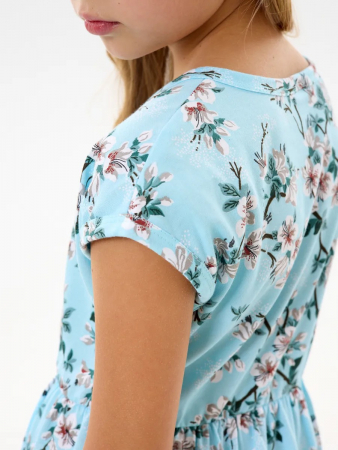 Детское платье "Ласточка" / Цветущий сад на голубом