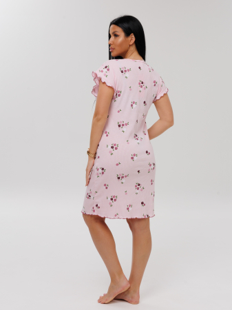 Женская сорочка Сор-107(Каш) / Пудровый (цветы)