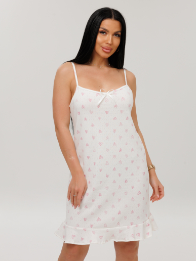 Женская сорочка Сор-114(Трн риб) / Молочный (сердечки)