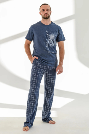 Мужская пижама "Космос" брюки (к/р) 1341-К / Черничный