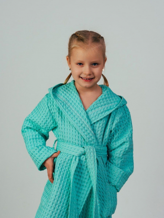Детский вафельный халат "Комфорт" / мятный