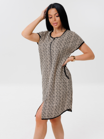 Женский халат Х-154(К) / Бежевый (узоры)