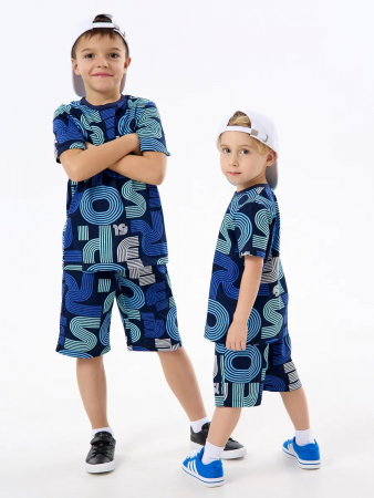 Детская пижама с шортами "Сорванец" / Диско синий