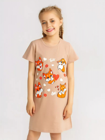 Детская сорочка "Мультяшки" / Бежевый арт. дк230б