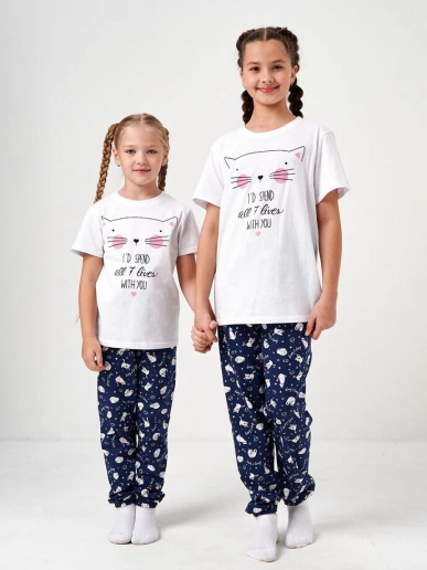 Детская пижама с брюками "Кисонька" короткий рукав