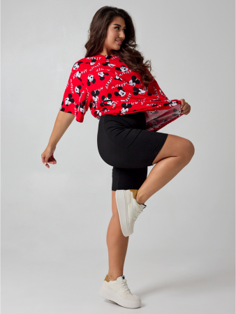 Женская футболка Ирбис / Микки красный