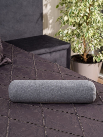 Валик ортопедический массажный для спины и поясницы с лузгой гречихи / серый