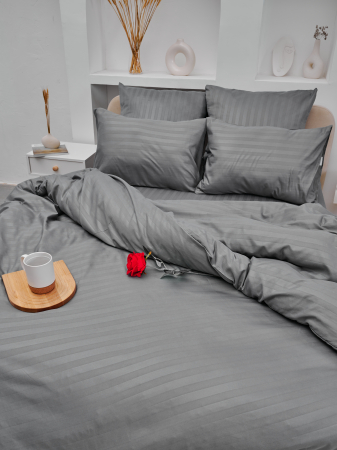 Пододеяльник микрофибра страйп / Светлый серый