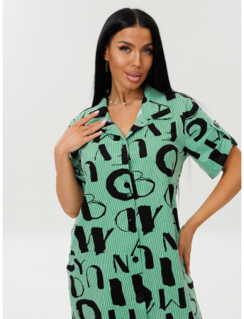 Женский халат Х-105(К) / Зеленый (буквы)