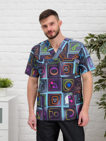 Рубашка медицинская мужская М-286-12357 Поплин